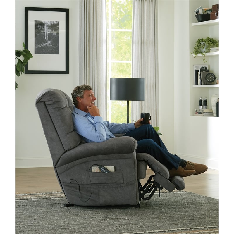 Bowery Hill Power Lift Recliner with Zero Gravity Recline in Gray Fabric