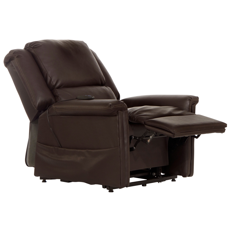 Bowery Hill Power Lift Lay-Flat Recliner with Brown Disinfectable PU Fabric