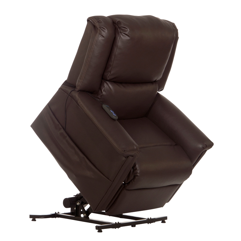 Bowery Hill Power Lift Lay-Flat Recliner with Brown Disinfectable PU Fabric