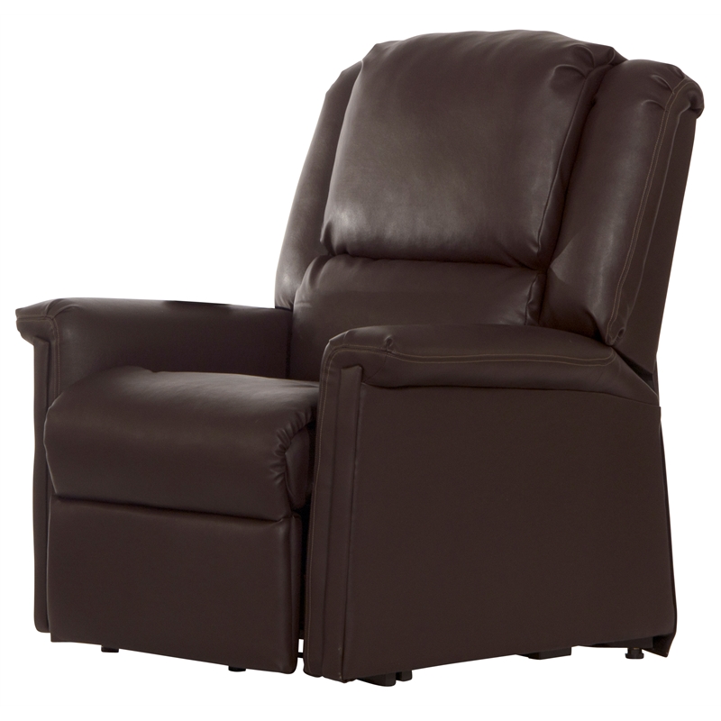 Bowery Hill Power Lift Lay-Flat Recliner with Brown Disinfectable PU Fabric