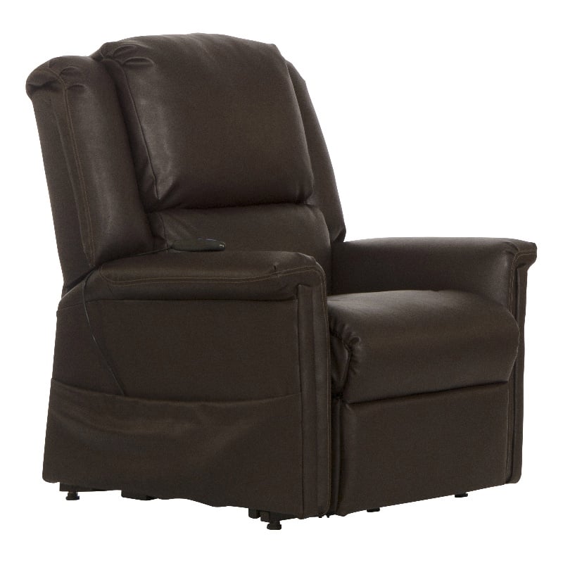 Bowery Hill Power Lift Lay-Flat Recliner with Brown Disinfectable PU Fabric