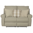 Bowery Hill Lay Flat Reclining Loveseat in Beige Polyester Fabric