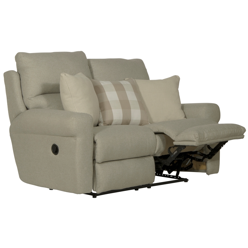 Bowery Hill Lay Flat Reclining Loveseat in Beige Polyester Fabric