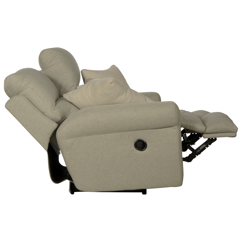 Bowery Hill Lay Flat Reclining Loveseat in Beige Polyester Fabric