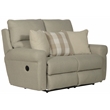 Bowery Hill Lay Flat Reclining Loveseat in Beige Polyester Fabric