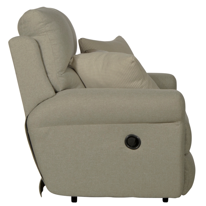 Bowery Hill Lay Flat Reclining Loveseat in Beige Polyester Fabric