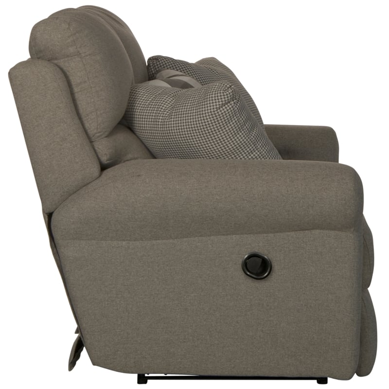 Bowery Hill Lay Flat Reclining Loveseat in Gray Polyester Fabric