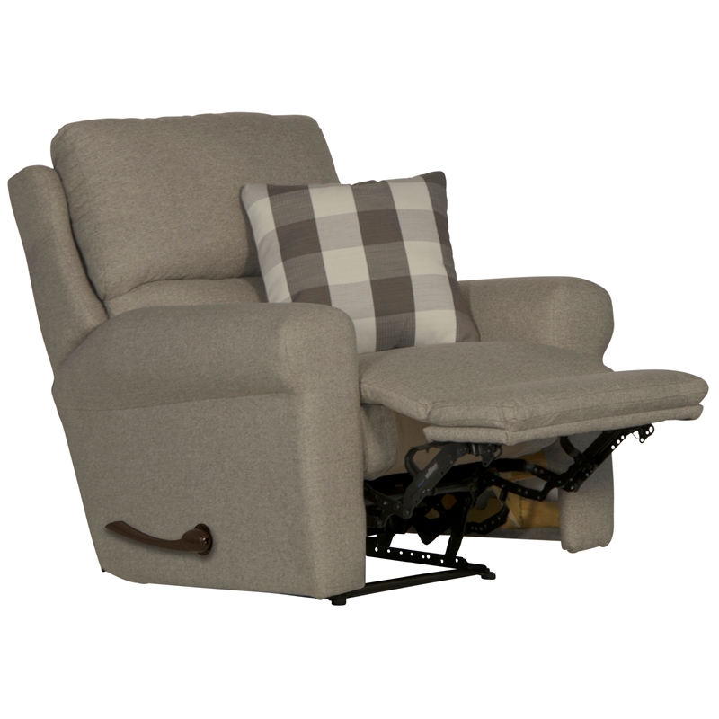 Bowery Hill Glider Recliner in Gray Polyester Fabric with Accent Pillow