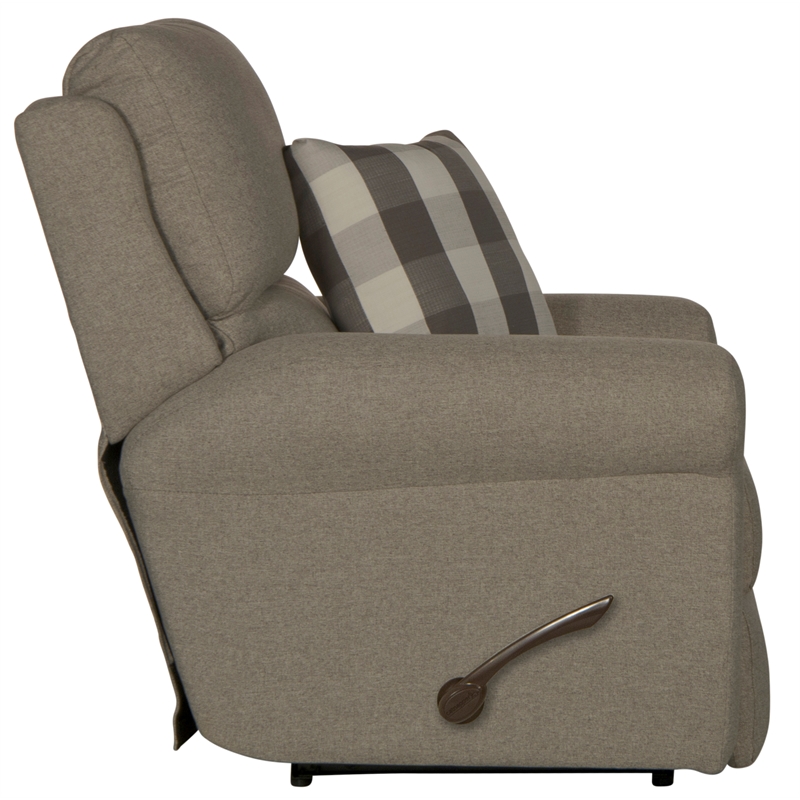Bowery Hill Glider Recliner in Gray Polyester Fabric with Accent Pillow
