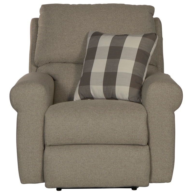 Bowery Hill Glider Recliner in Gray Polyester Fabric with Accent Pillow