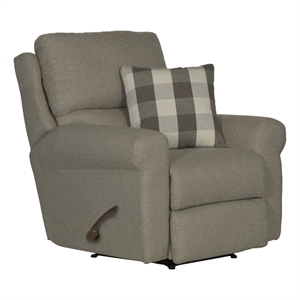 Bowery Hill Glider Recliner in Gray Polyester Fabric with Accent Pillow