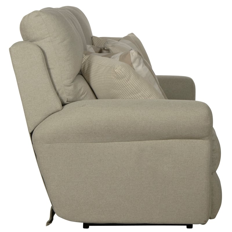 Bowery Hill Traditional Power Lay Flat Reclining Sofa in Beige Fabric