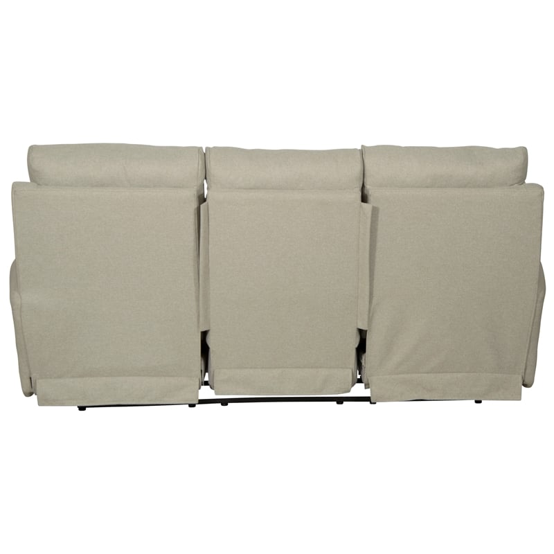 Bowery Hill Traditional Power Lay Flat Reclining Sofa in Beige Fabric