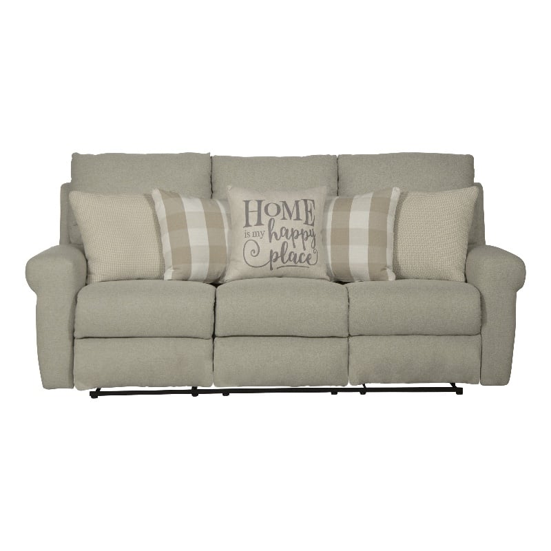 Bowery Hill Traditional Power Lay Flat Reclining Sofa in Beige Fabric