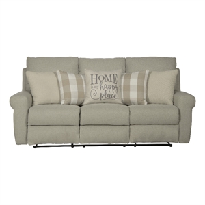 Bowery Hill Traditional Power Lay Flat Reclining Sofa in Beige Fabric