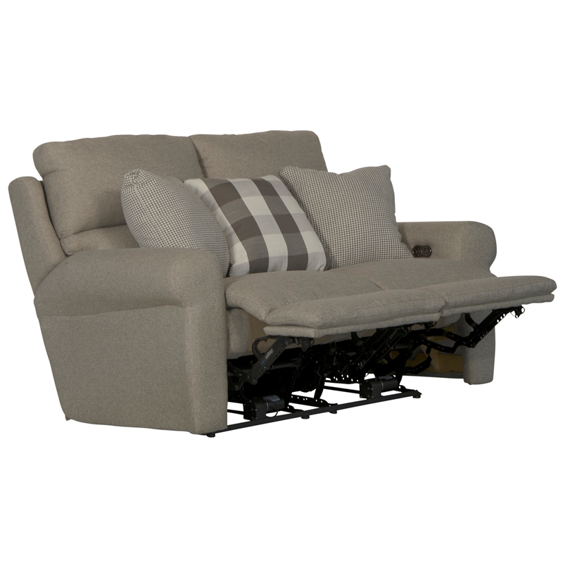 Bowery Hill Lay Flat Reclining Loveseat in Gray Polyester Fabric