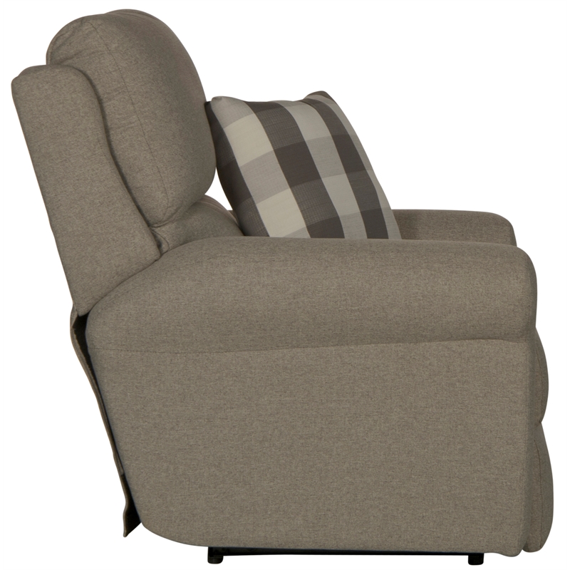 Bowery Hill Power Recliner in Gray Polyester Fabric with Accent Pillow