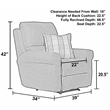 Bowery Hill Power Recliner in Gray Polyester Fabric with Accent Pillow