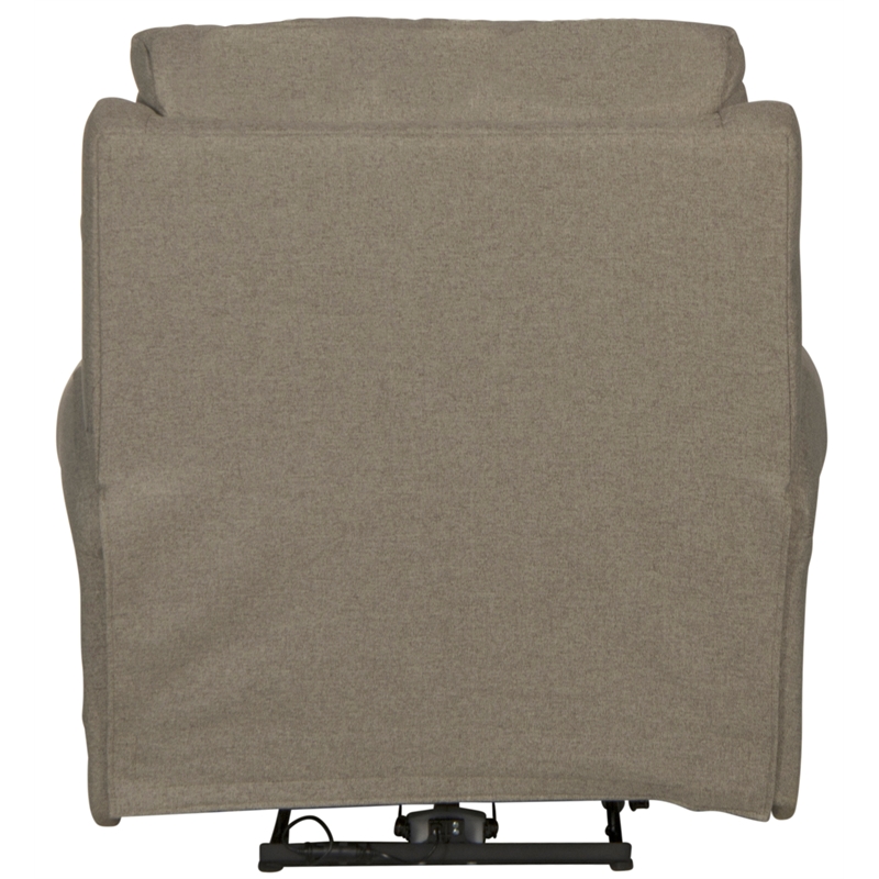 Bowery Hill Power Recliner in Gray Polyester Fabric with Accent Pillow