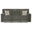 Bowery Hill Dual Reclining Sofa in Soft Charcoal Gray Polyester Fabric