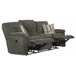 Bowery Hill Dual Reclining Sofa in Soft Charcoal Gray Polyester Fabric