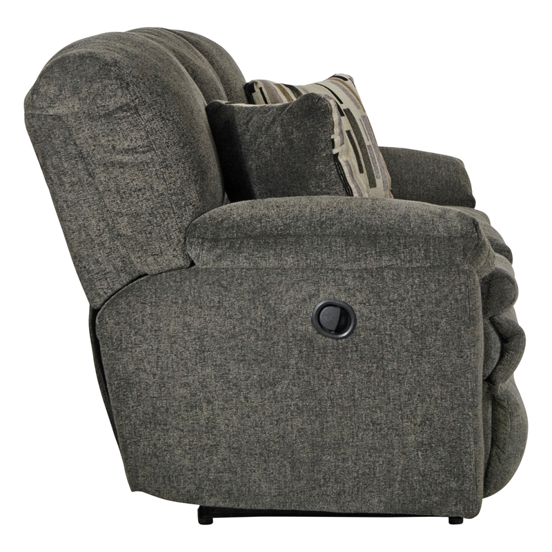 Bowery Hill Dual Reclining Sofa in Soft Charcoal Gray Polyester Fabric