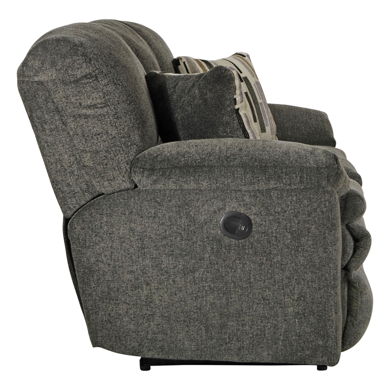 Bowery Hill Power Reclining Sofa in Soft Charcoal Gray Polyester Fabric