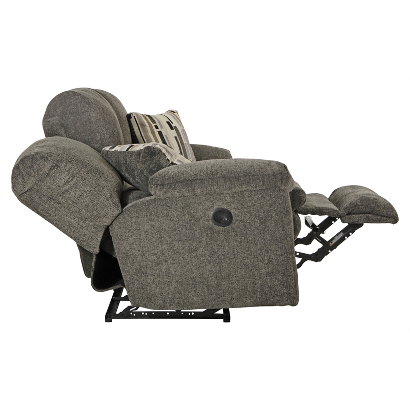 Bowery Hill Power Reclining Sofa in Soft Charcoal Gray Polyester Fabric