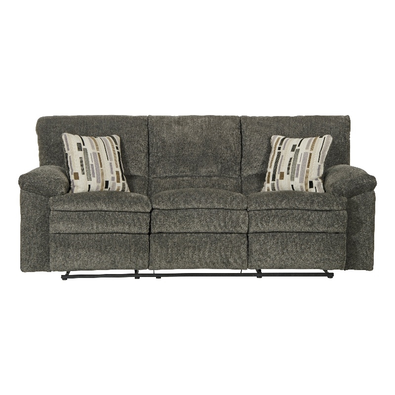 Bowery Hill Power Reclining Sofa in Soft Charcoal Gray Polyester Fabric
