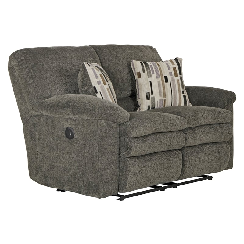 Bowery Hill Power Reclining Loveseat in Soft Charcoal Gray Polyester Fabric