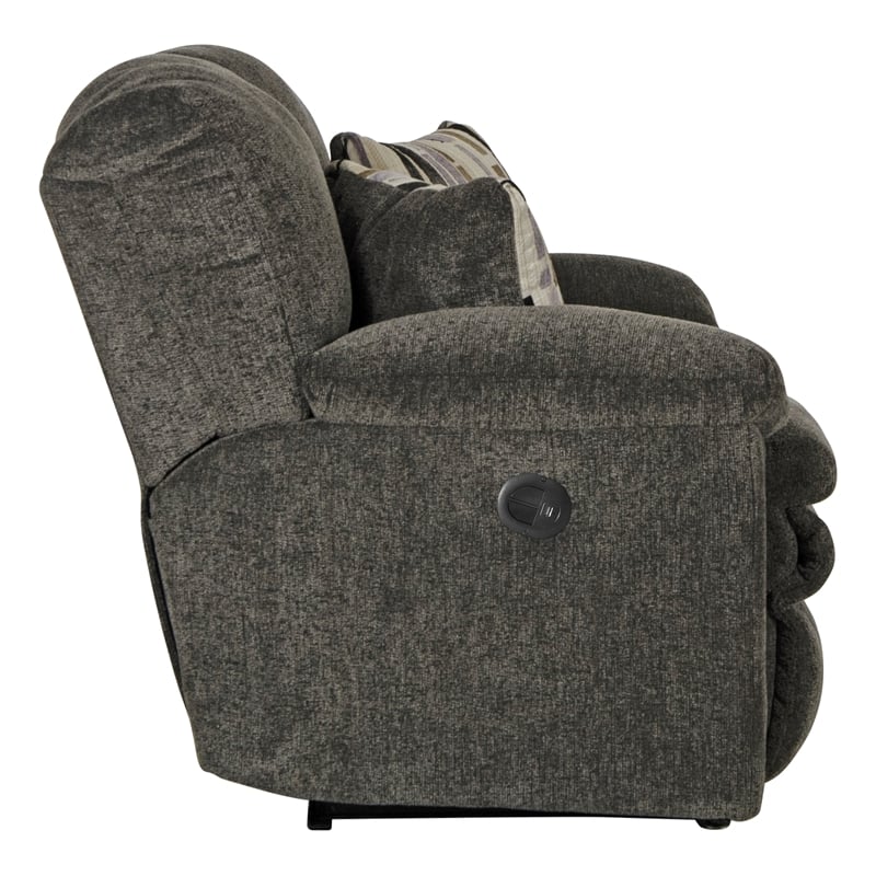 Bowery Hill Power Reclining Loveseat in Soft Charcoal Gray Polyester Fabric