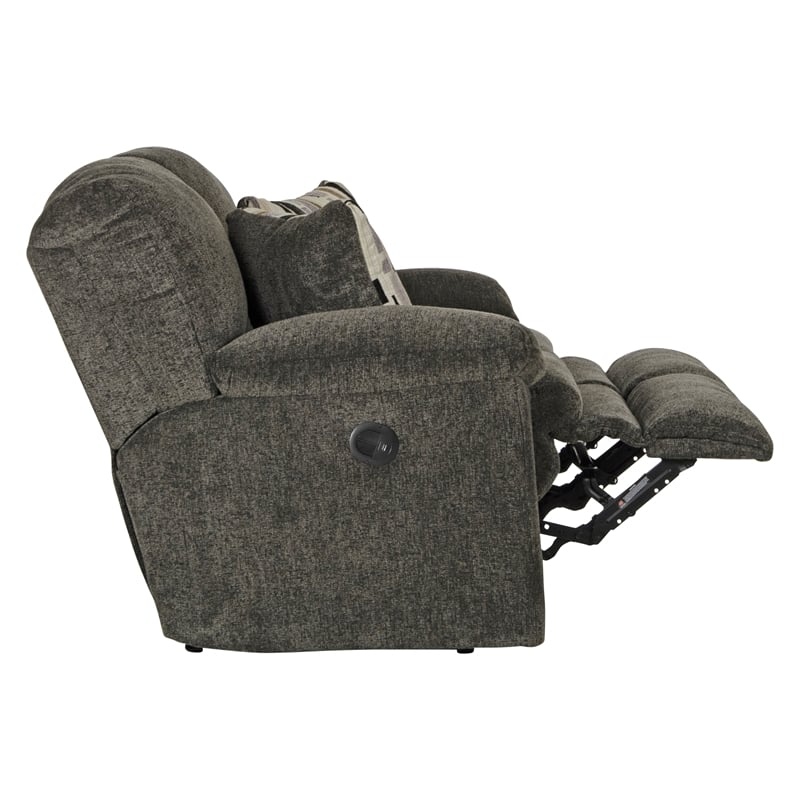 Bowery Hill Power Reclining Loveseat in Soft Charcoal Gray Polyester Fabric