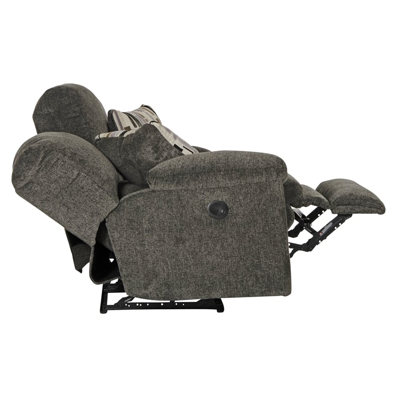 Bowery Hill Power Reclining Loveseat in Soft Charcoal Gray Polyester Fabric