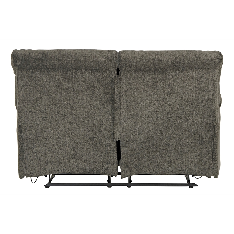Bowery Hill Power Reclining Loveseat in Soft Charcoal Gray Polyester Fabric