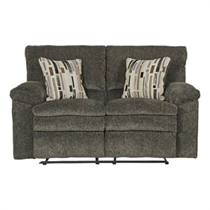 Bowery Hill Power Reclining Loveseat in Soft Charcoal Gray Polyester Fabric