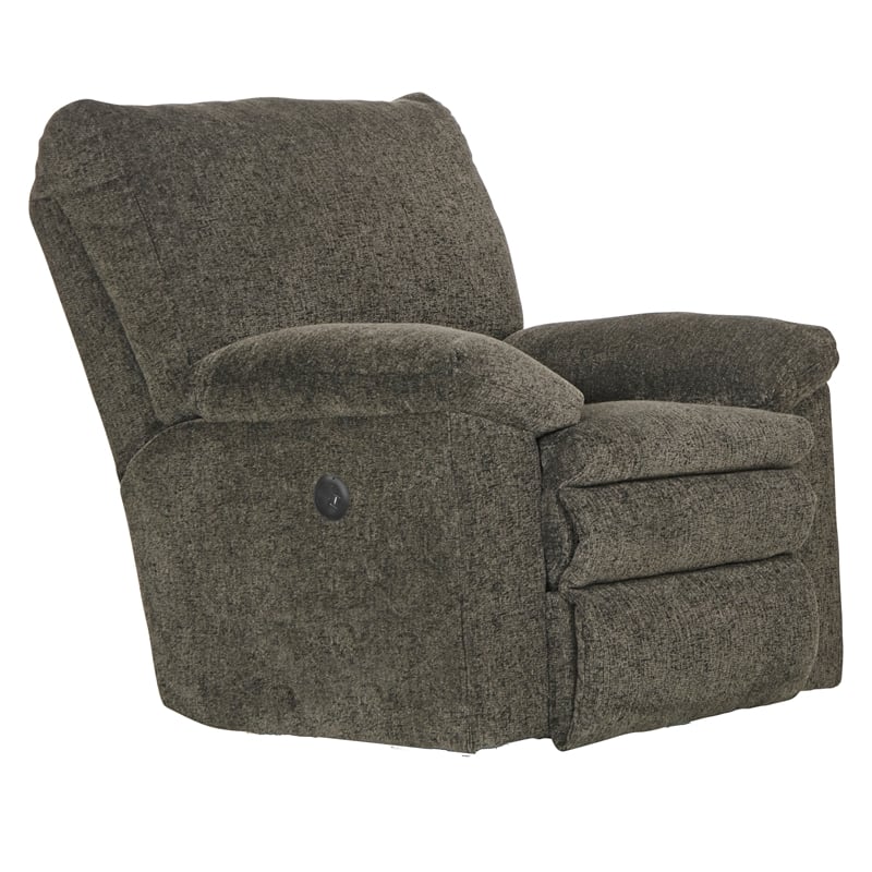 Bowery Hill Power Recliner in Soft Charcoal Gray Polyester Fabric