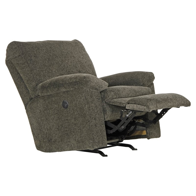 Bowery Hill Power Recliner in Soft Charcoal Gray Polyester Fabric