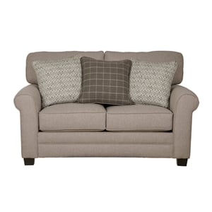 Bowery Hill Farmhouse Casual Gray Fabric Loveseat with Decorative Accent Pillows