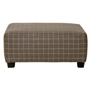 Bowery Hill 41&quot Square Cocktail Ottoman in Gray Box Pattern Fabric