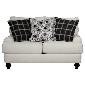 Bowery Hill Loveseat in Plush Ecru Off White Fabric with Accent Pillows