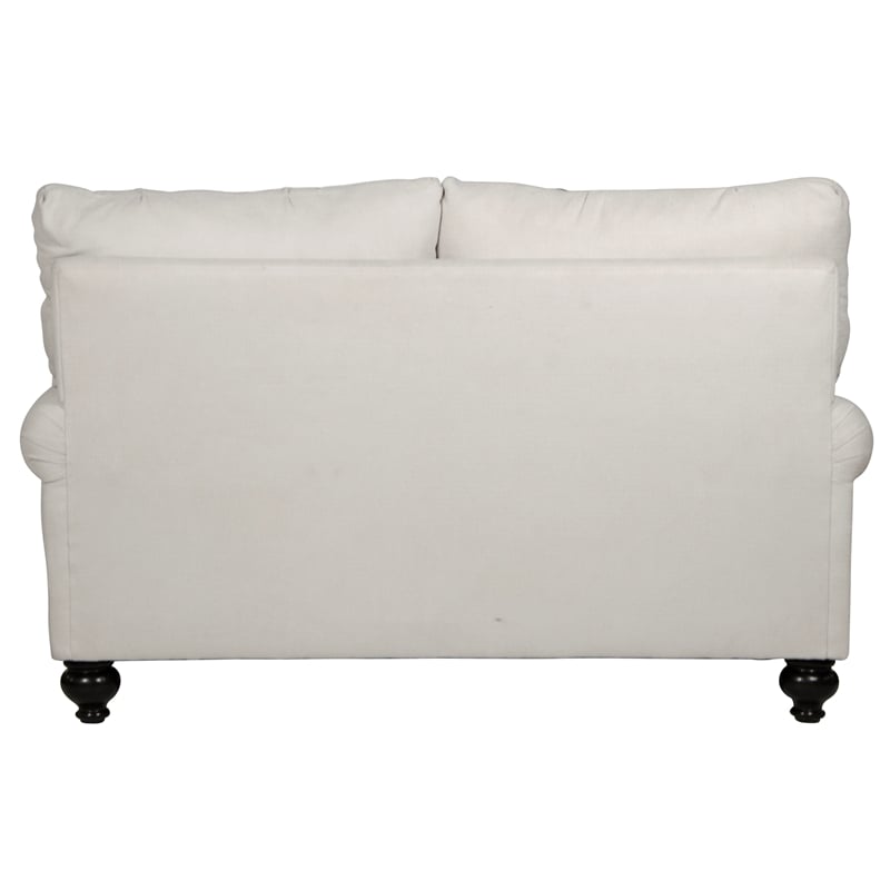 Bowery Hill Loveseat in Plush Ecru Off White Fabric with Accent Pillows