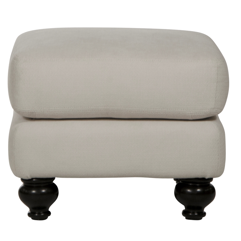 Bowery Hill Ottoman in Plush Ecru Off White Polyester Blend Fabric