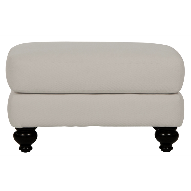 Bowery Hill Ottoman in Plush Ecru Off White Polyester Blend Fabric