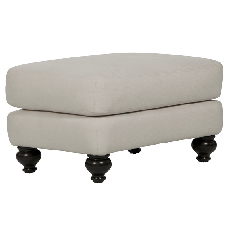Bowery Hill Ottoman in Plush Ecru Off White Polyester Blend Fabric