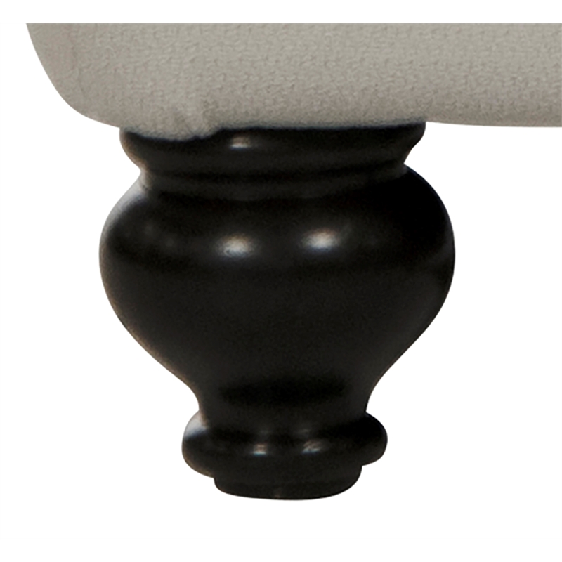 Bowery Hill Ottoman in Plush Ecru Off White Polyester Blend Fabric