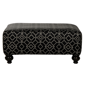 Bowery Hill 42 Inch Square Cocktail Ottoman in Black Patterned Fabric
