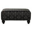 Bowery Hill 42 Inch Square Cocktail Ottoman in Black Patterned Fabric