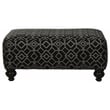 Bowery Hill 42 Inch Square Cocktail Ottoman in Black Patterned Fabric