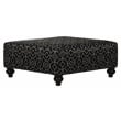 Bowery Hill 42 Inch Square Cocktail Ottoman in Black Patterned Fabric