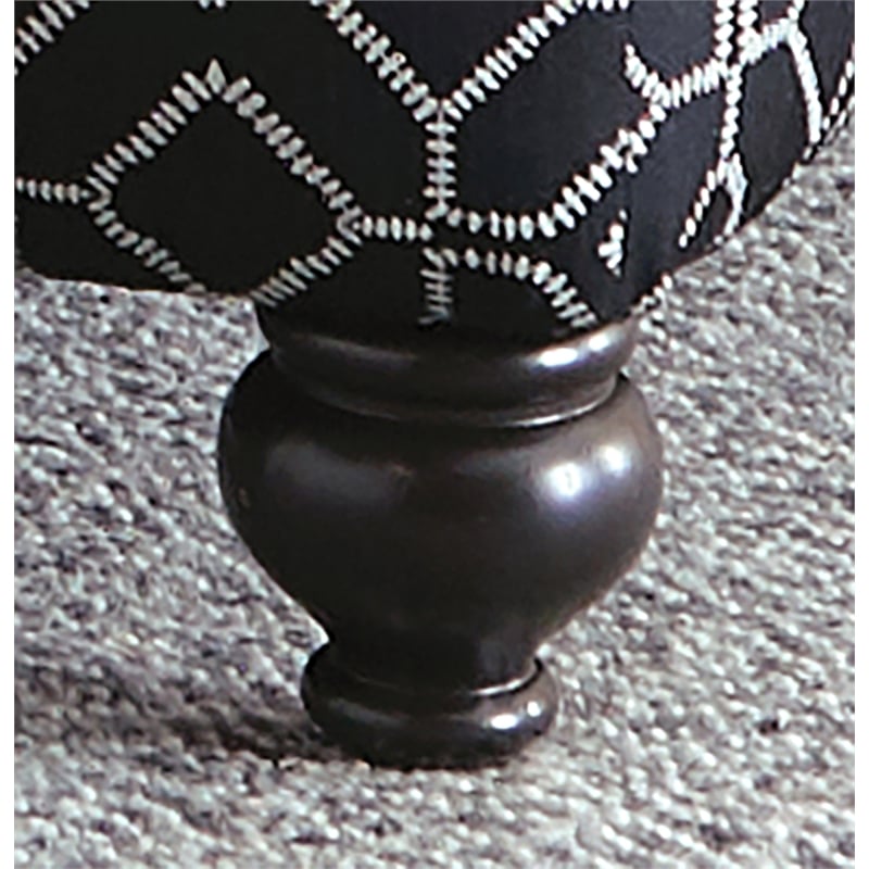 Bowery Hill 42 Inch Square Cocktail Ottoman in Black Patterned Fabric